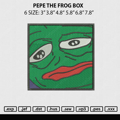 Pepe The Frog Box Embroidery File 6 sizes