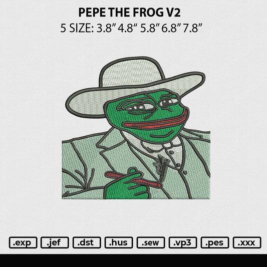 Pepe the Frog V2 Embroidery File 5 sizes