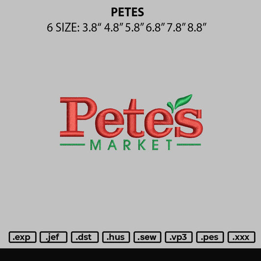 petes Embroidery File 6 sizes