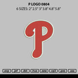 P Logo 0804 Embroidery File 6 sizes