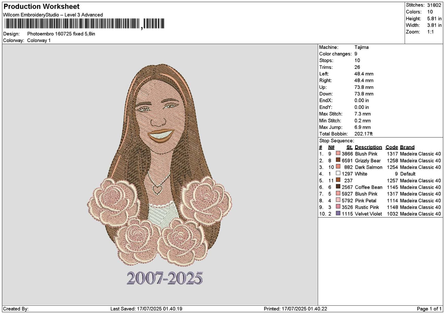 Photoembro 1607 Embroidery File 6 sizes