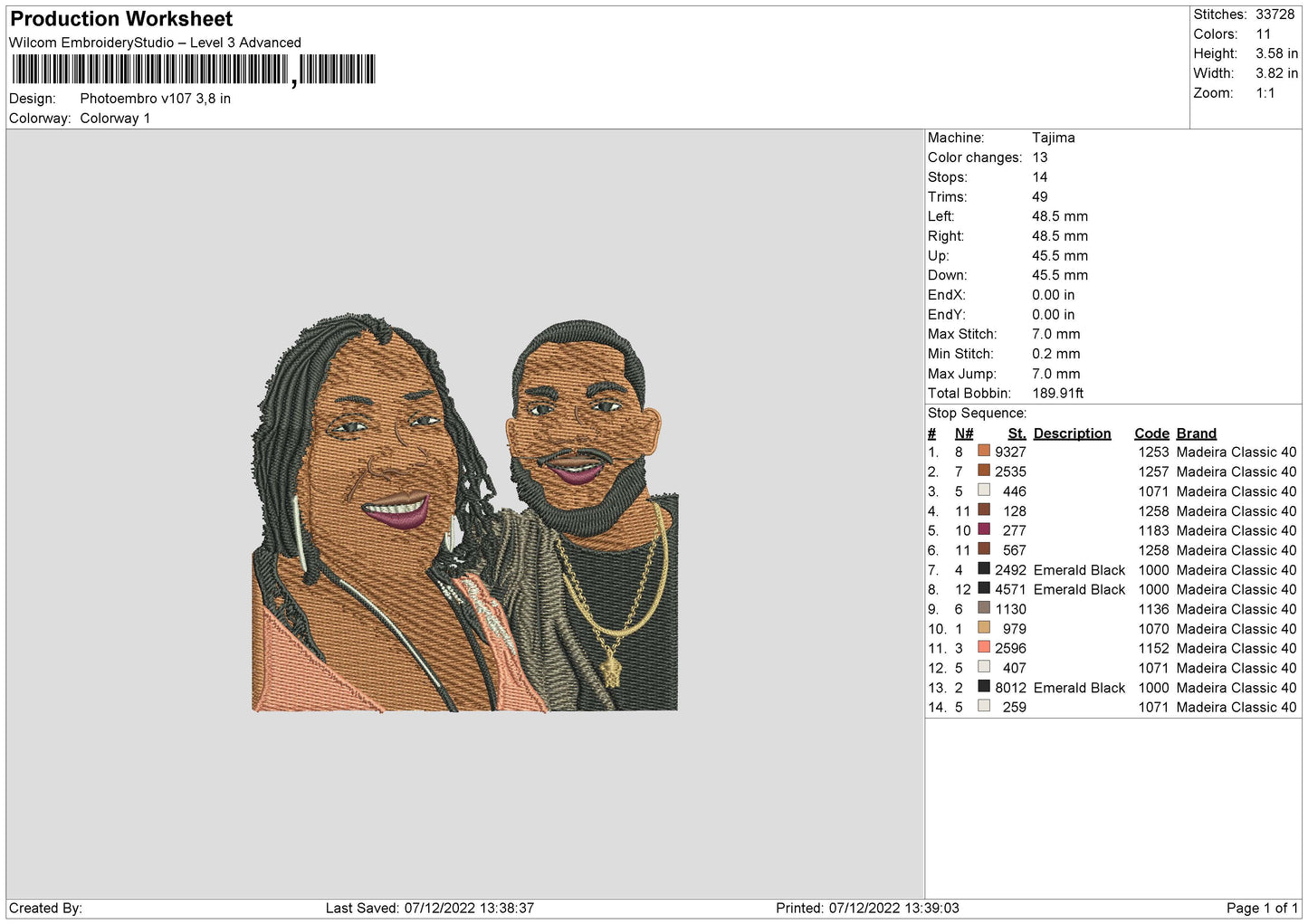 Photoembro V 107 Embroidery File 6 sizes