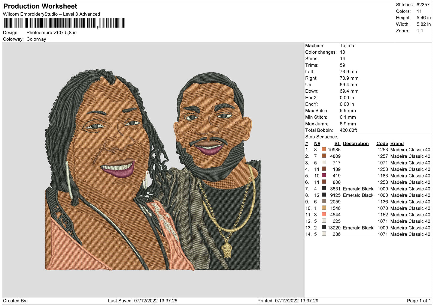 Photoembro V 107 Embroidery File 6 sizes
