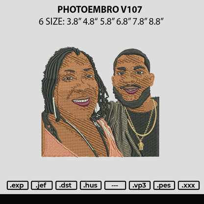 Photoembro V 107 Embroidery File 6 sizes