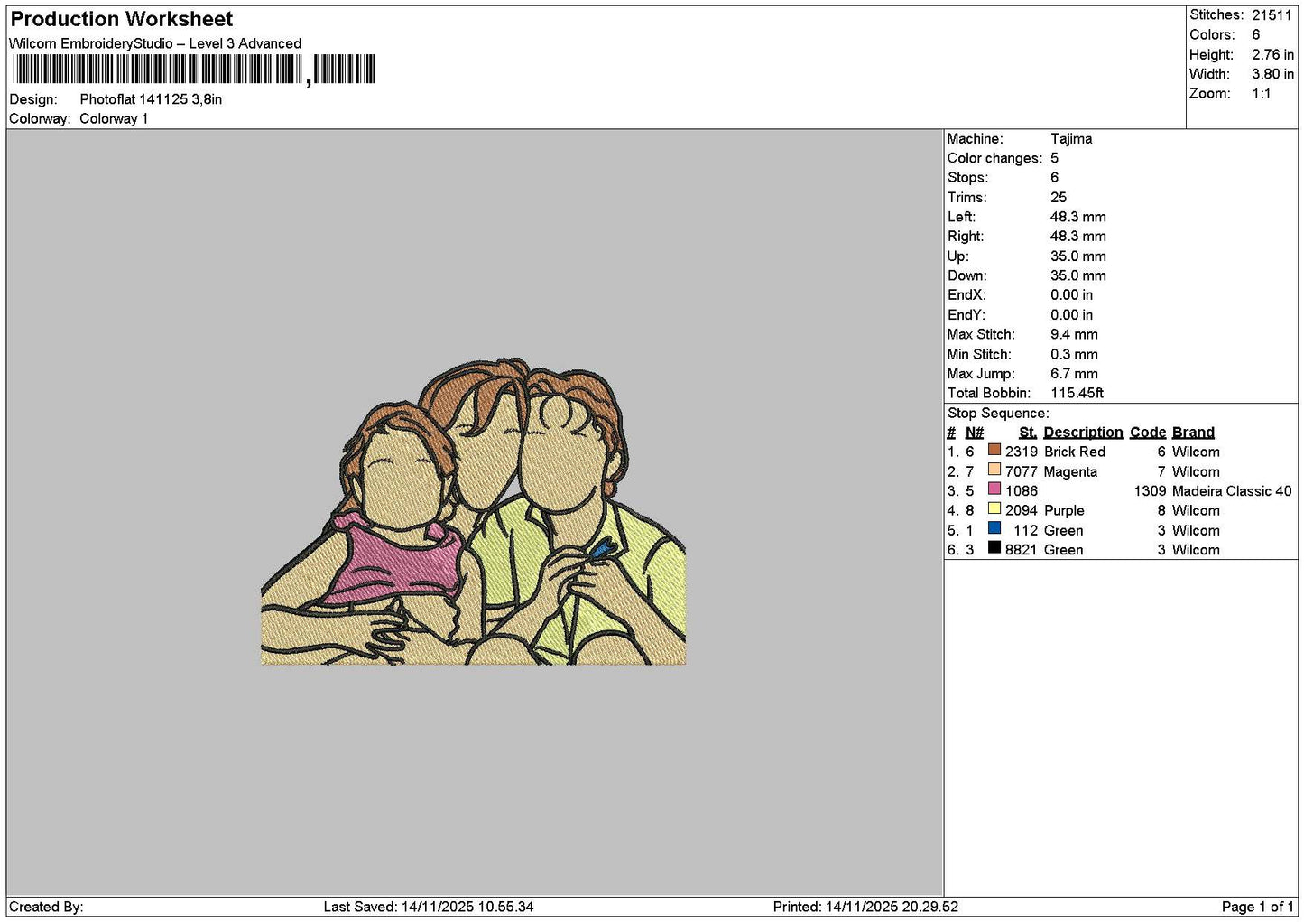 Photoflat 1411 Embroidery File 6 sizes