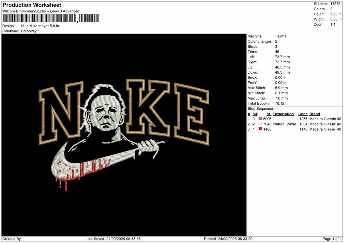 Nike Mike 2409 Embroidery Machine Design File 6 sizes