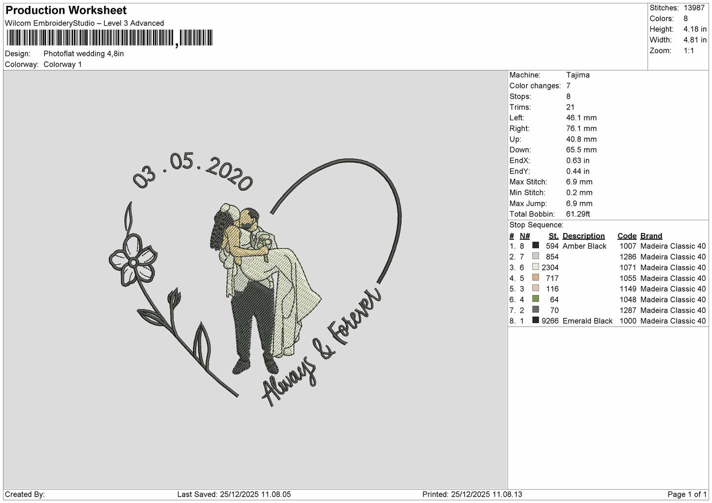 Photoflat Wedding Embroidery File 6 sizes