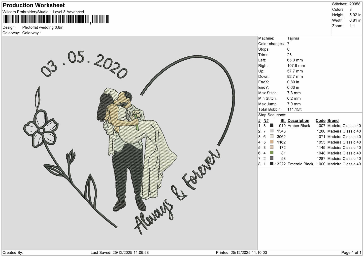 Photoflat Wedding Embroidery File 6 sizes
