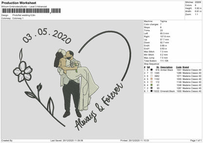 Photoflat Wedding Embroidery File 6 sizes