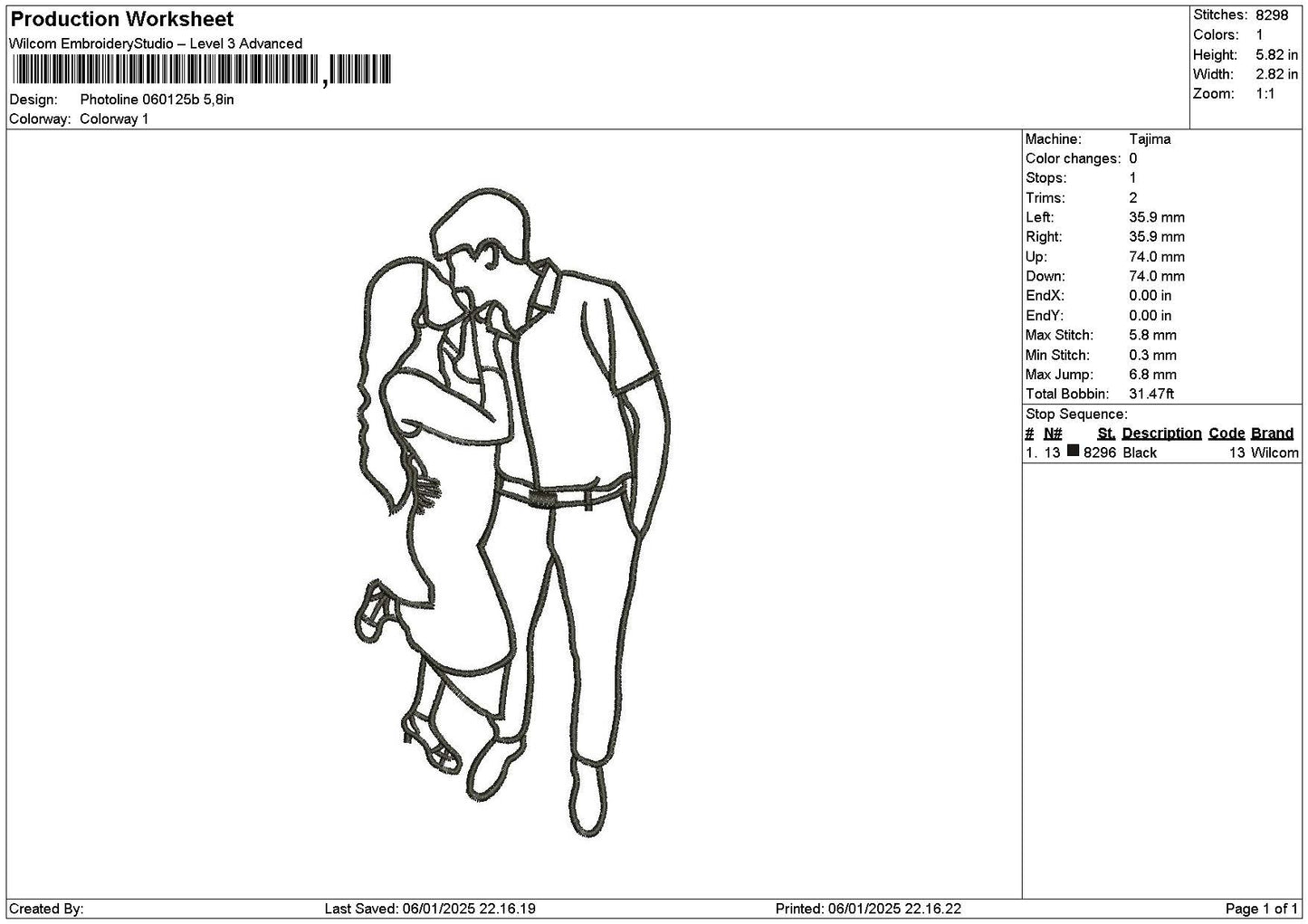 Photoline 0601b Embroidery File 6 sizes