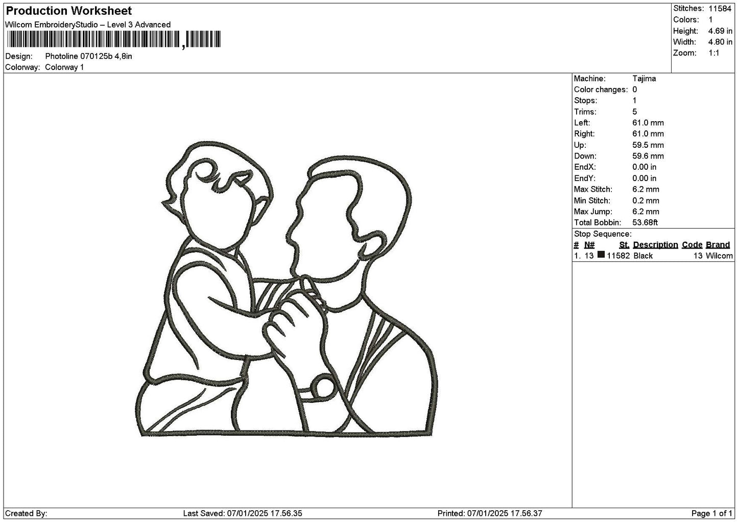 Photoline 0701b Embroidery File 6 sizes
