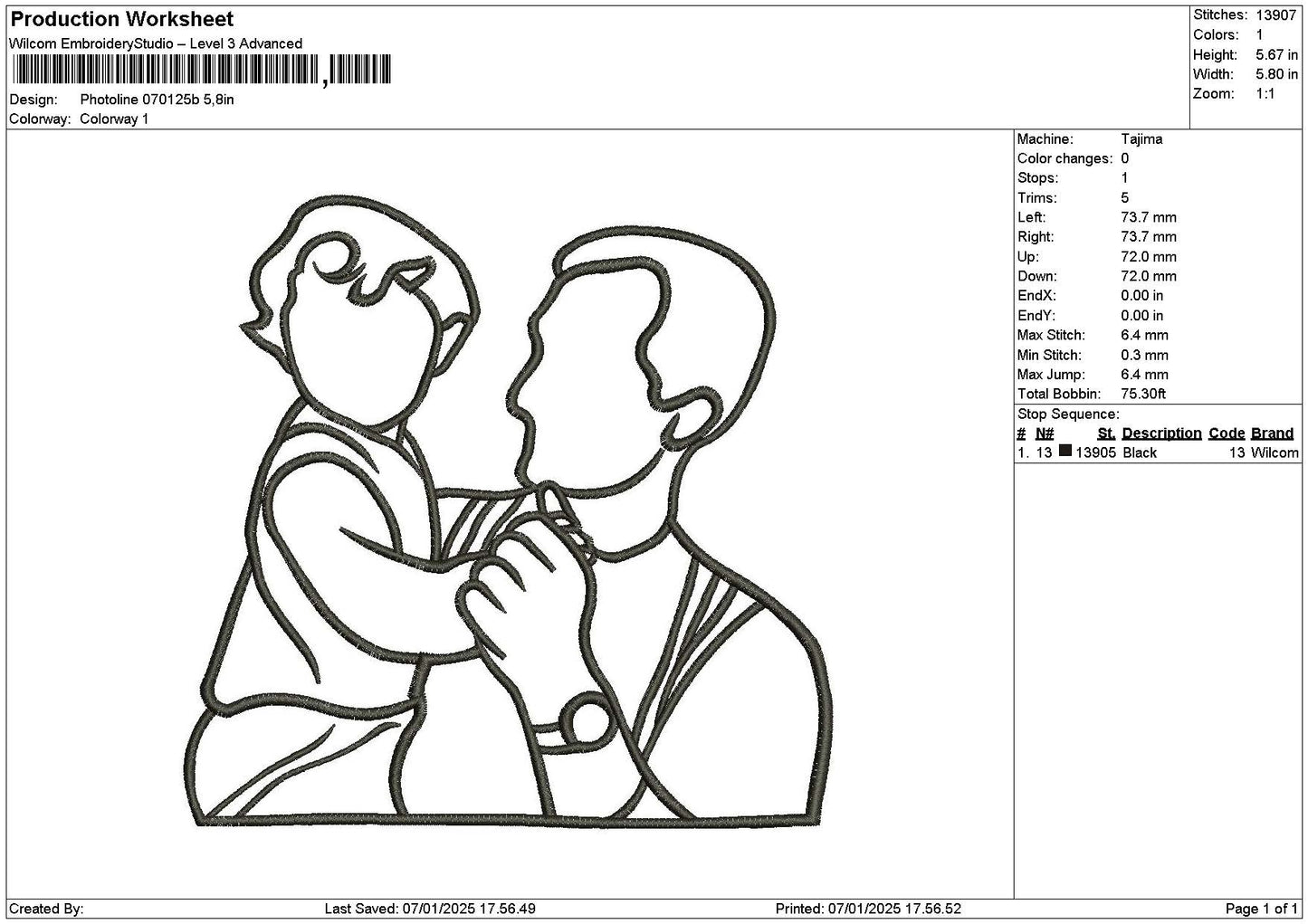 Photoline 0701b Embroidery File 6 sizes