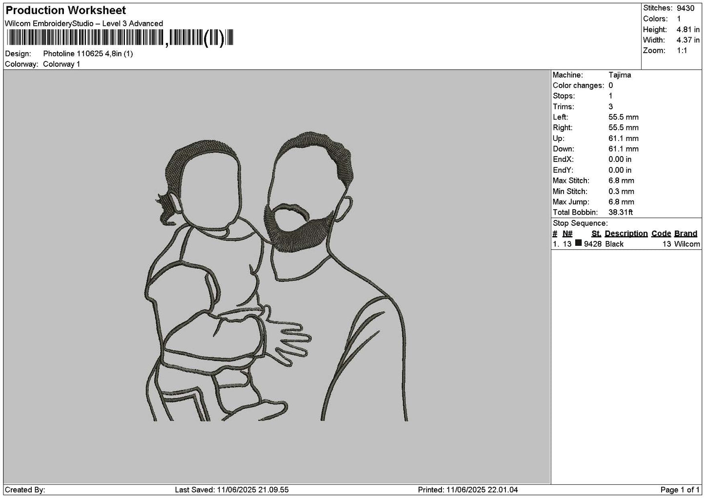 Photoline 1106a Embroidery File 6 sizes