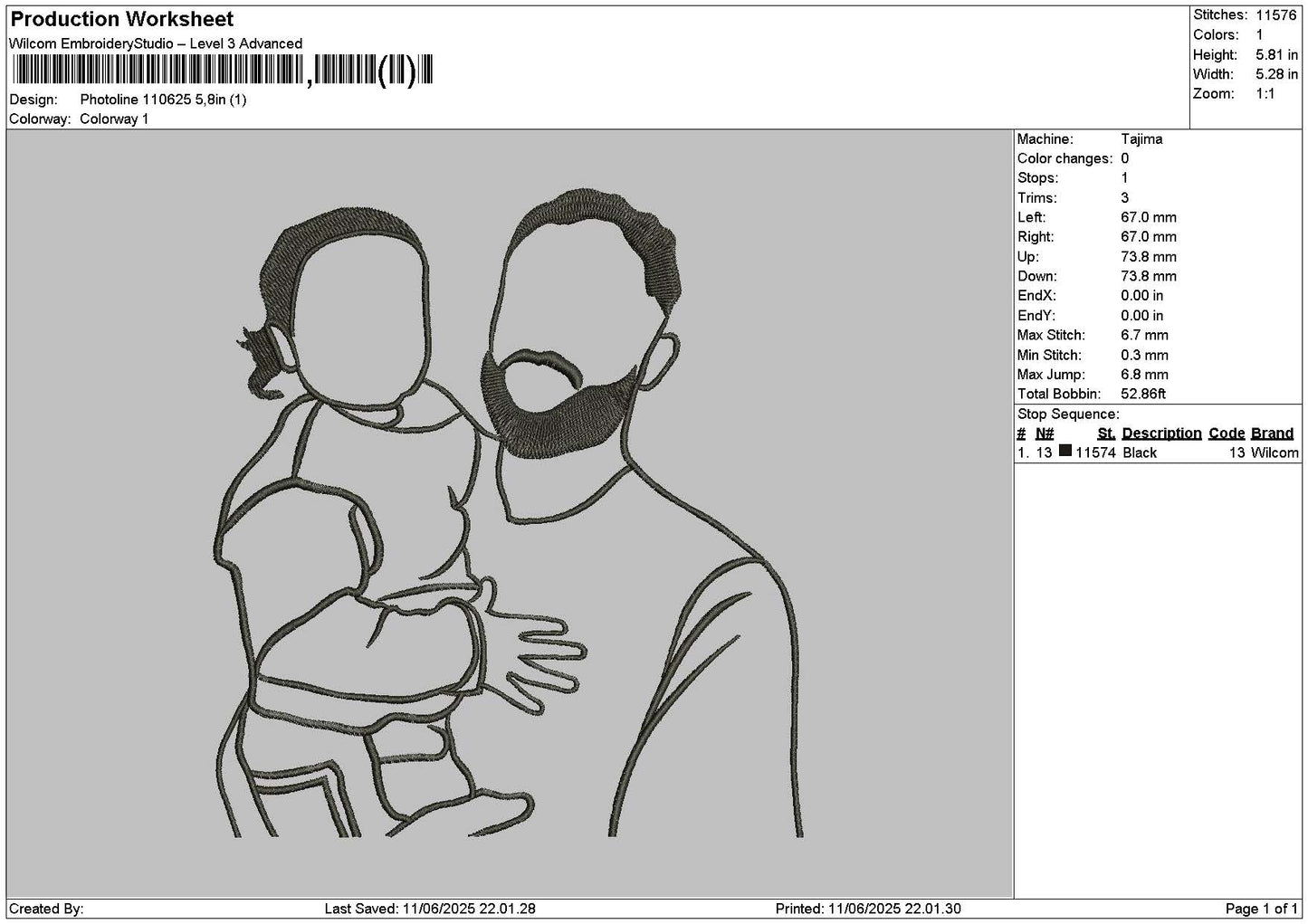 Photoline 1106a Embroidery File 6 sizes