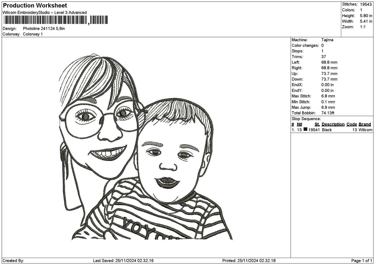 Photoline 2411 Embroidery File 6 sizes