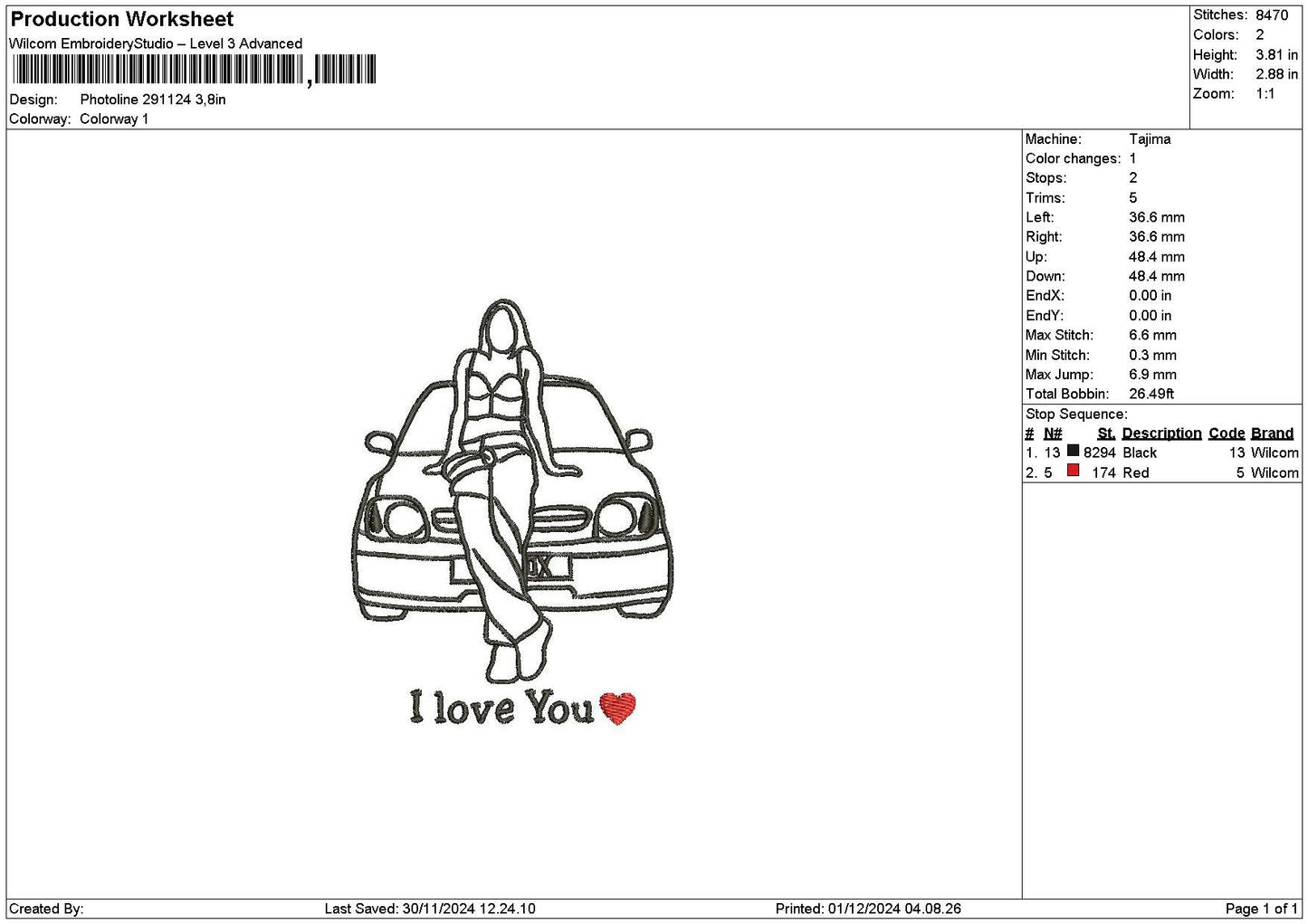 Photoline 2911 Embroidery File 6 sizes