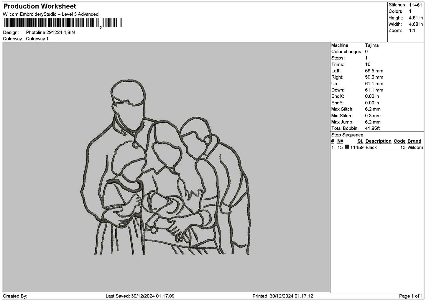 Photoline 2912 Embroidery File 6 sizes