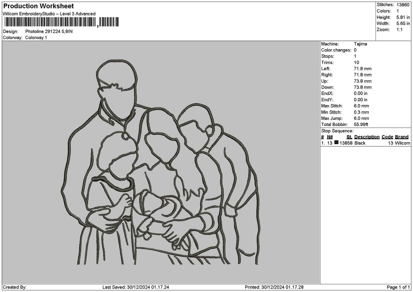 Photoline 2912 Embroidery File 6 sizes