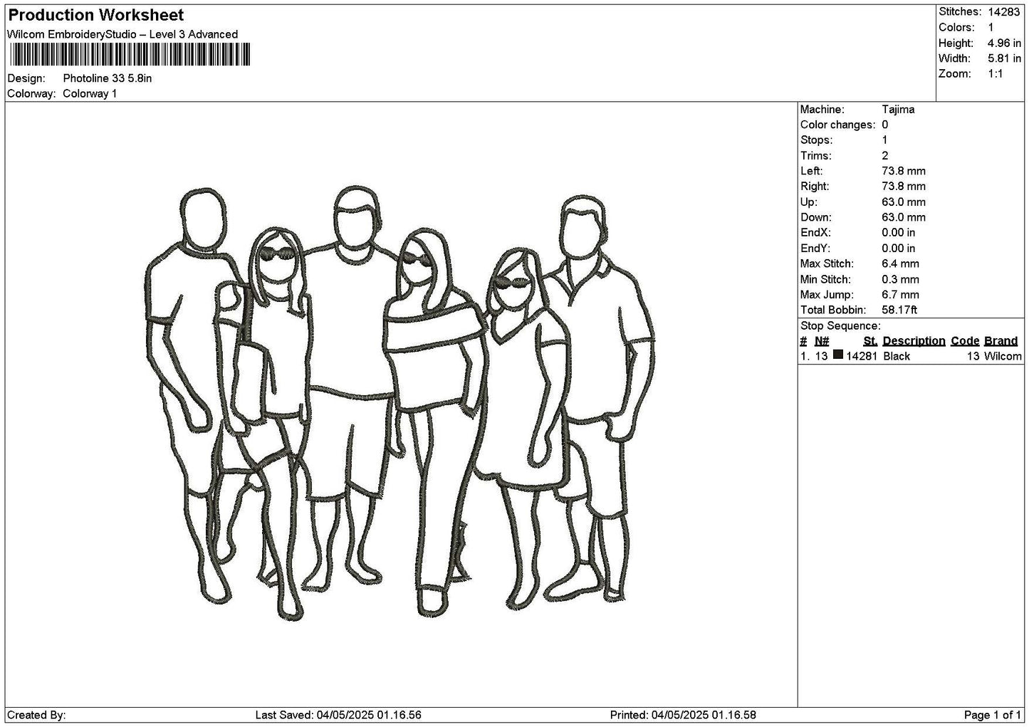 Photoline 0405 Embroidery File 6 sizes