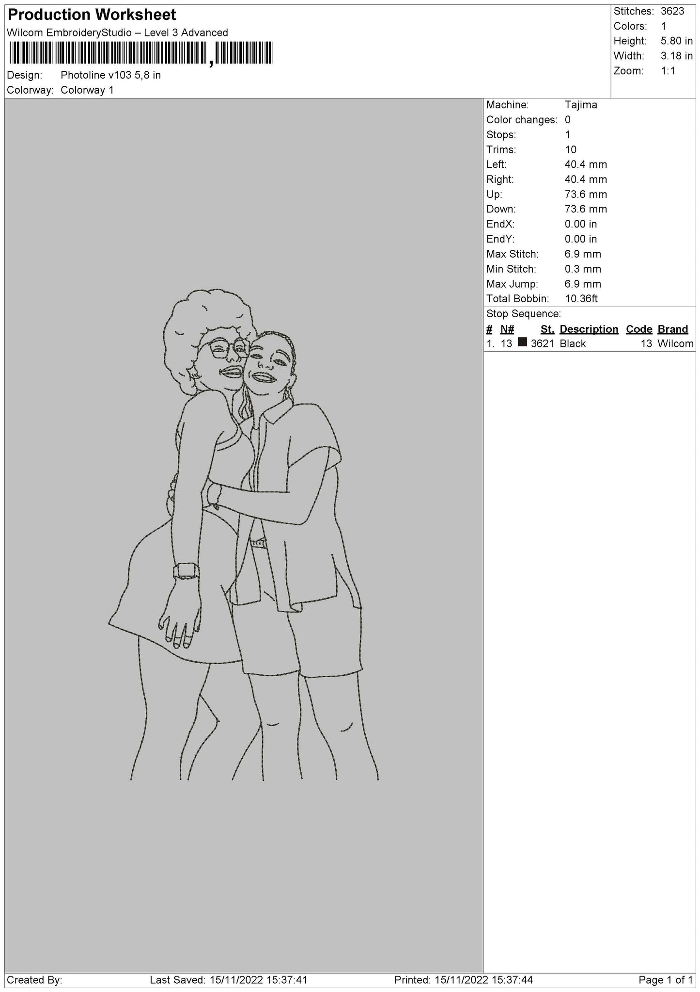 Photoline v103 Embroidery File 6 sizes