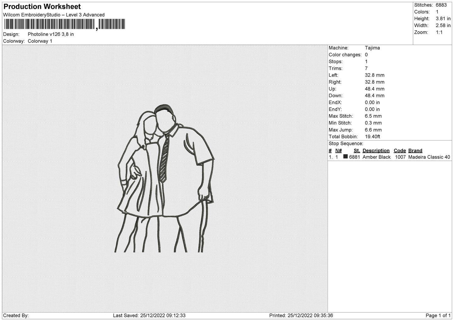 Photoline V126 Embroidery FIle 6 sizes