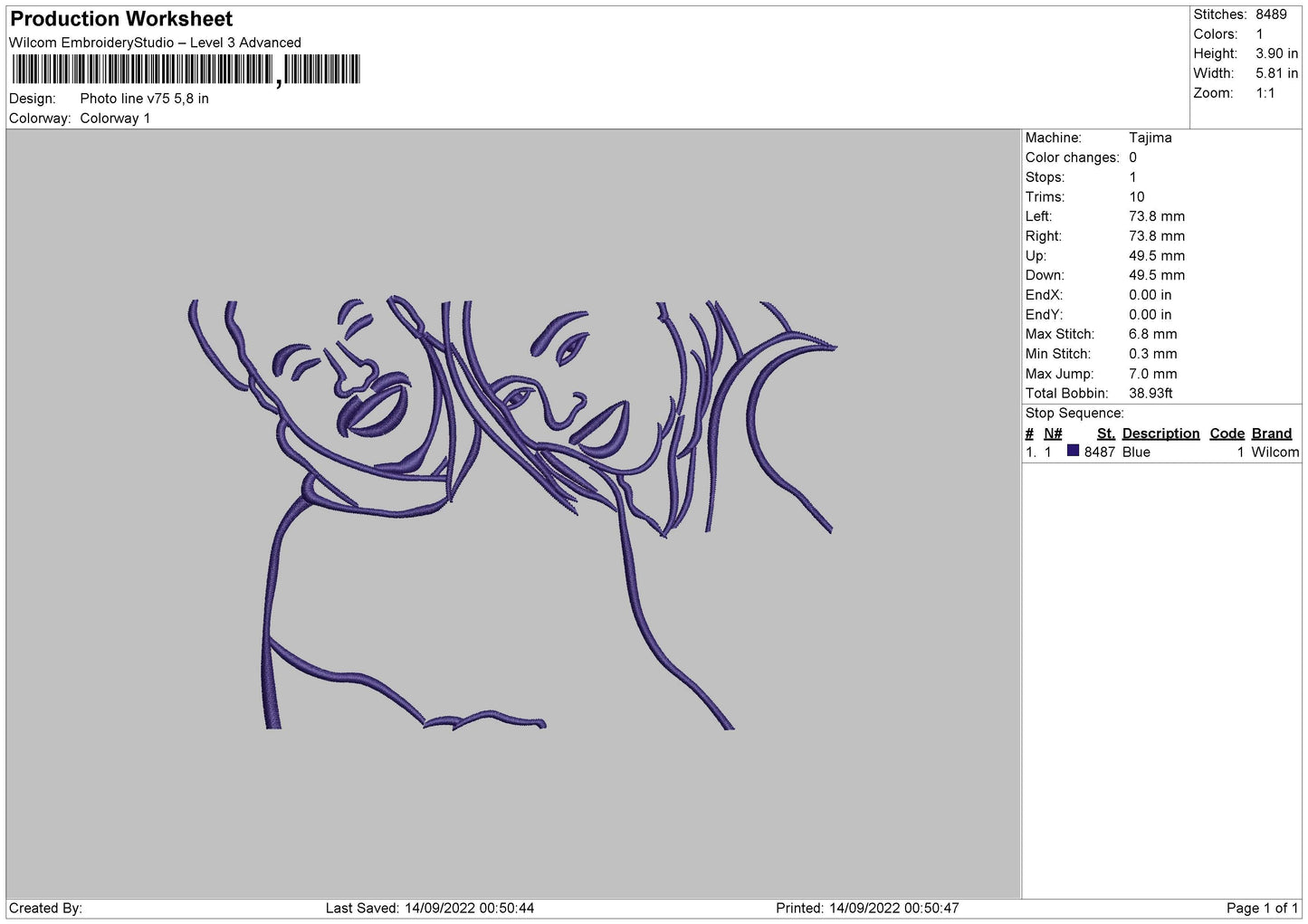 Photoline V75 Embroidery File 5 sizes