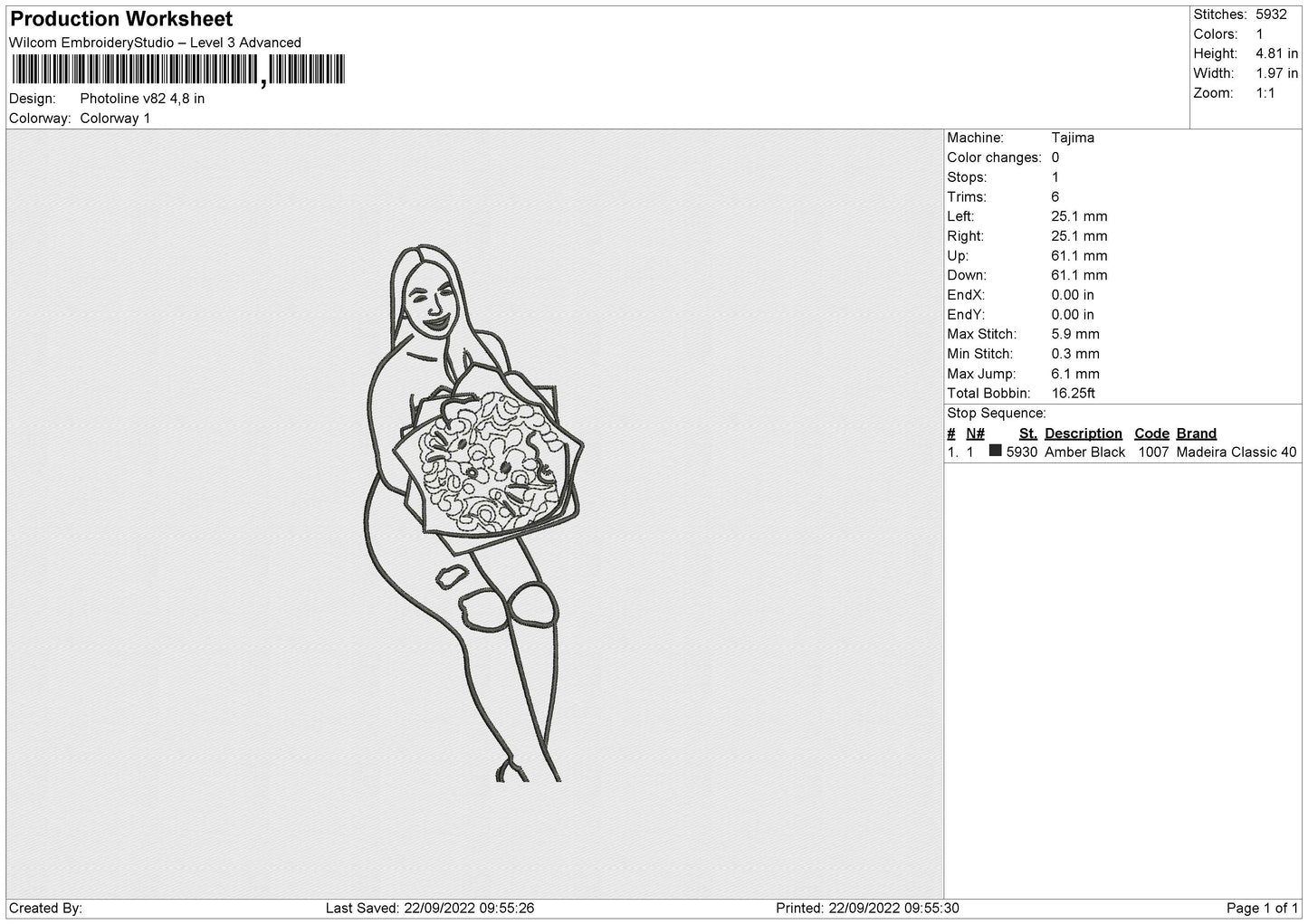 Photoline V82 Embroidery File 5 sizes