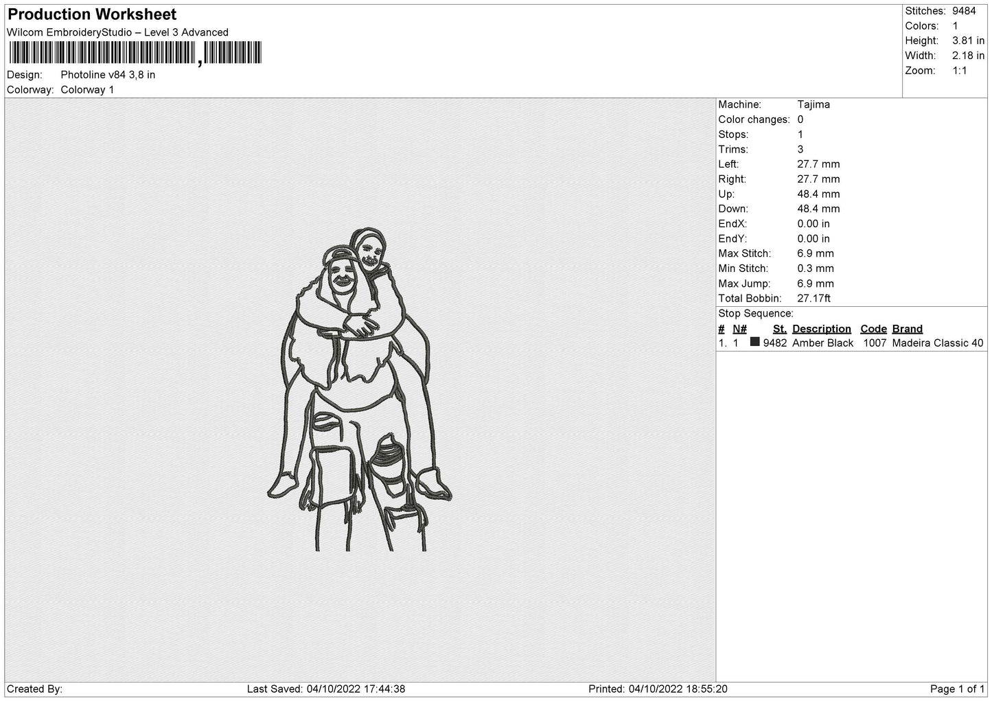 Photoline V84 Embroidery File 4 sizes