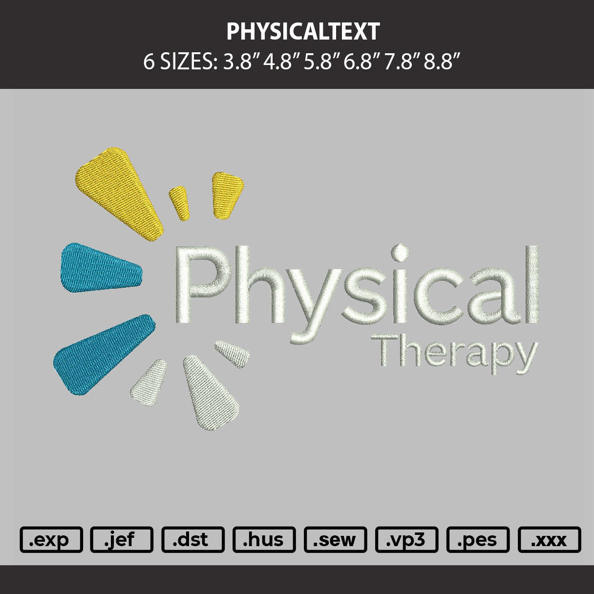 Physicaltext Embroidery Machine Design File 6 sizes