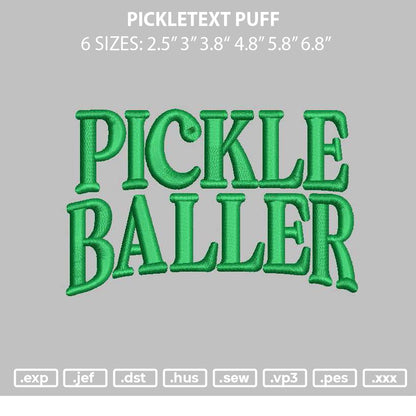 Pickletext Puff Embroidery File 6 sizes