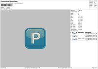 P Icon Embroidery File 4 size
