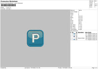 P Icon Embroidery File 4 size