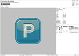 P Icon Embroidery File 4 size