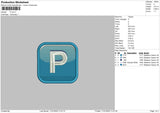 P Icon Embroidery File 4 size