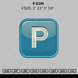 P Icon Embroidery File 4 size