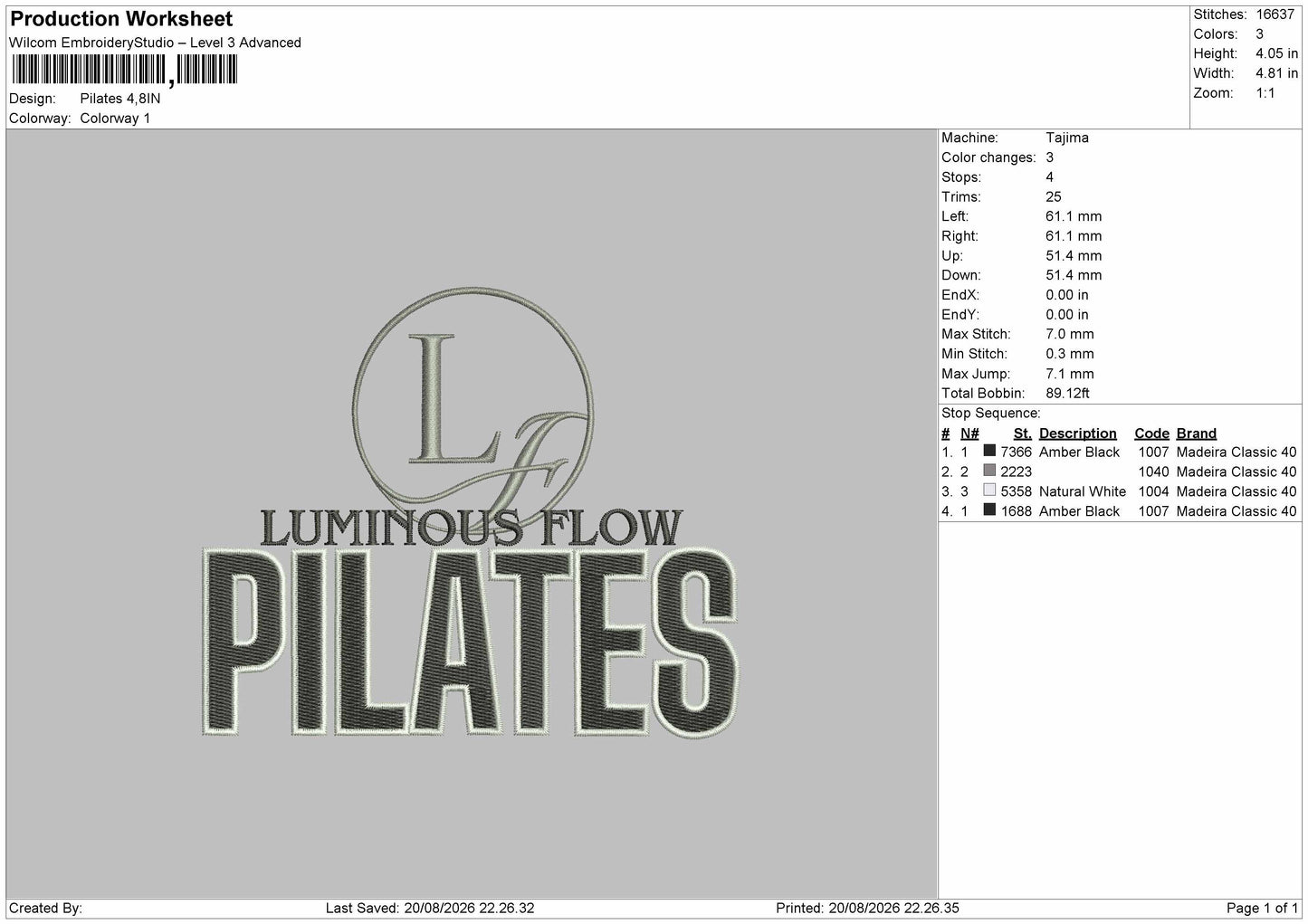Pilates Text 002 Embroidery File 6 sizes