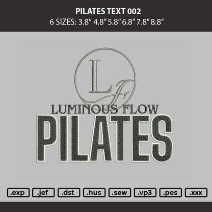 Pilates Text 002 Embroidery File 6 sizes