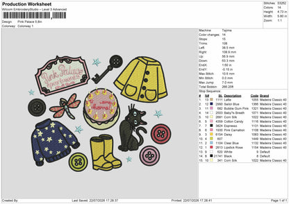Pink Icons 01 Embroidery Machine Design File 6 sizes
