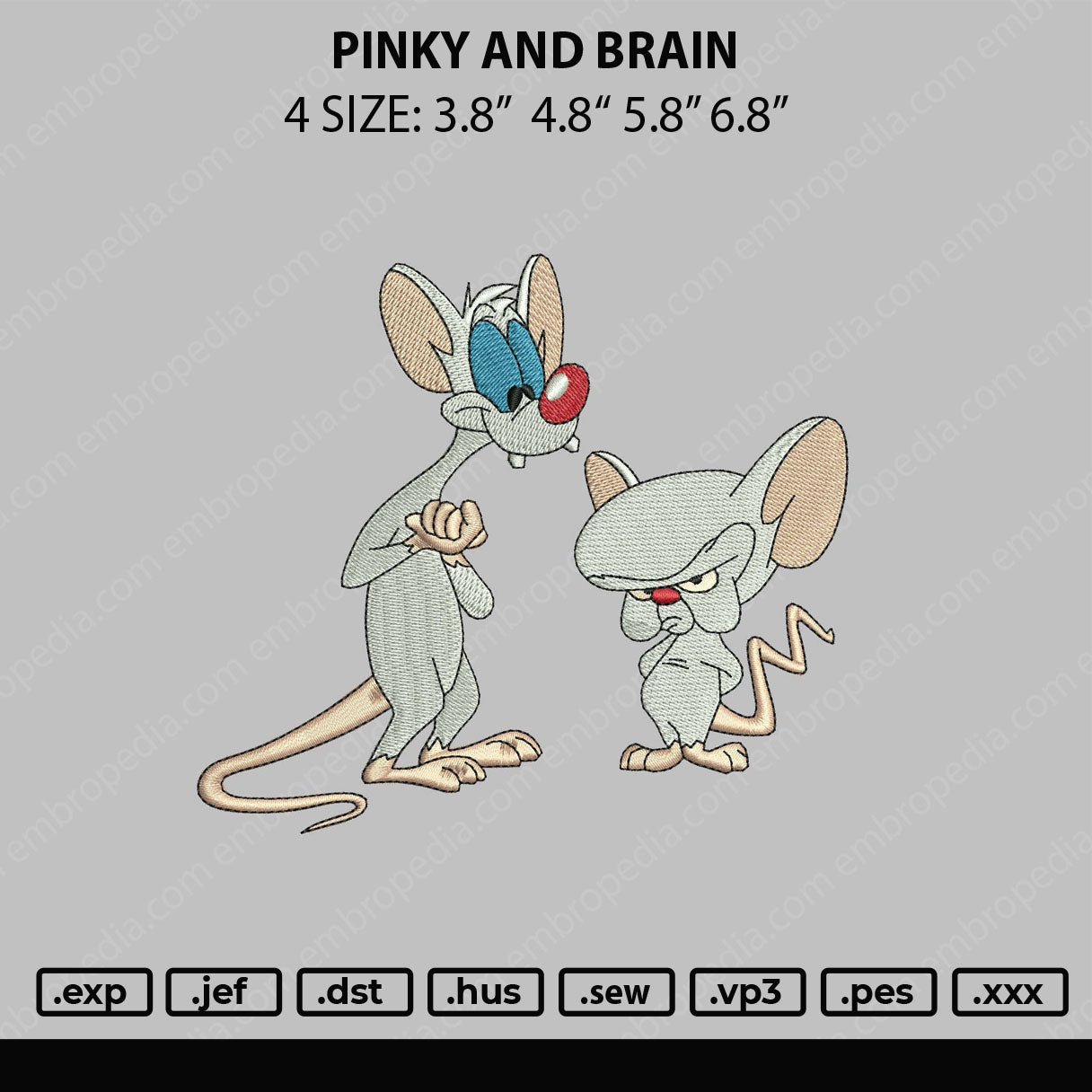 Pinky And Brain Embroidery File 4 size