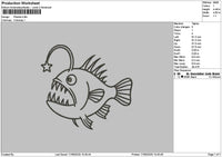 Fish Outline Piranha Embroidery File 6 sizes
