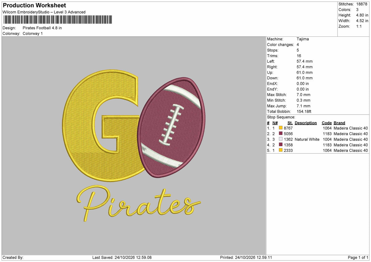 Pirates Text 2410 Embroidery Machine Design File 6 sizes