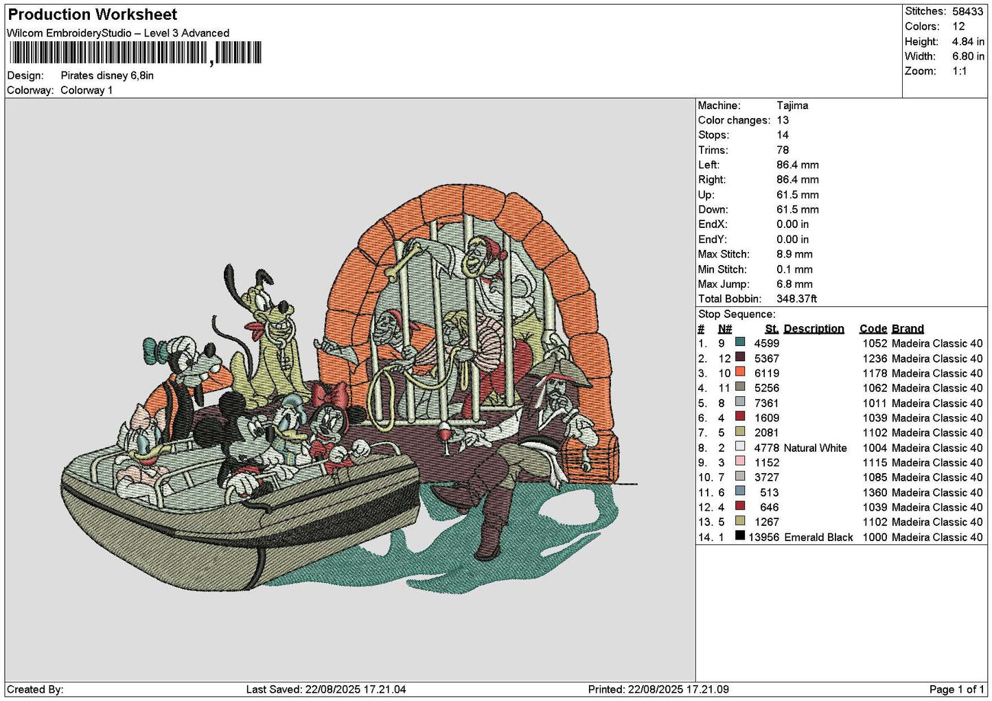 Pirates2208 Embroidery File 6 sizes