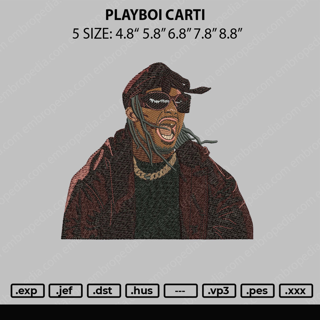 Playboi Carti Embroidery File 6 sizes