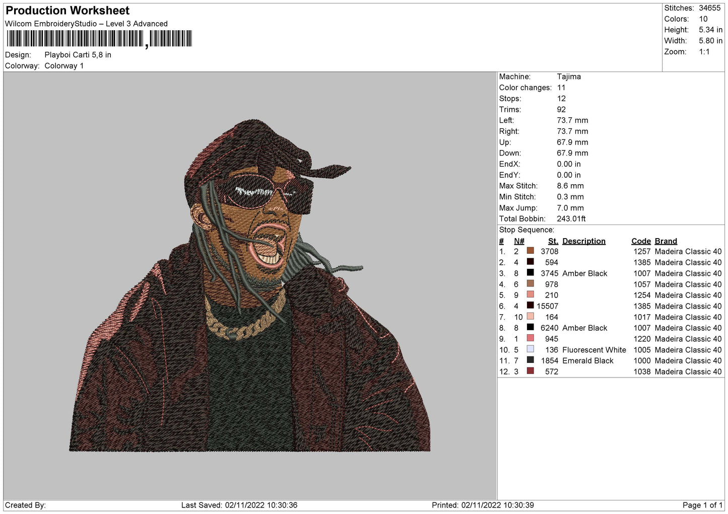 Playboi Carti Embroidery File 6 sizes