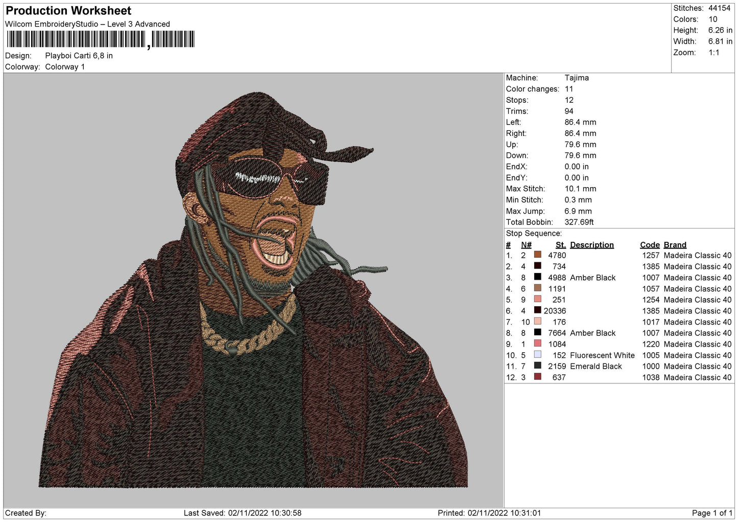 Playboi Carti Embroidery File 6 sizes