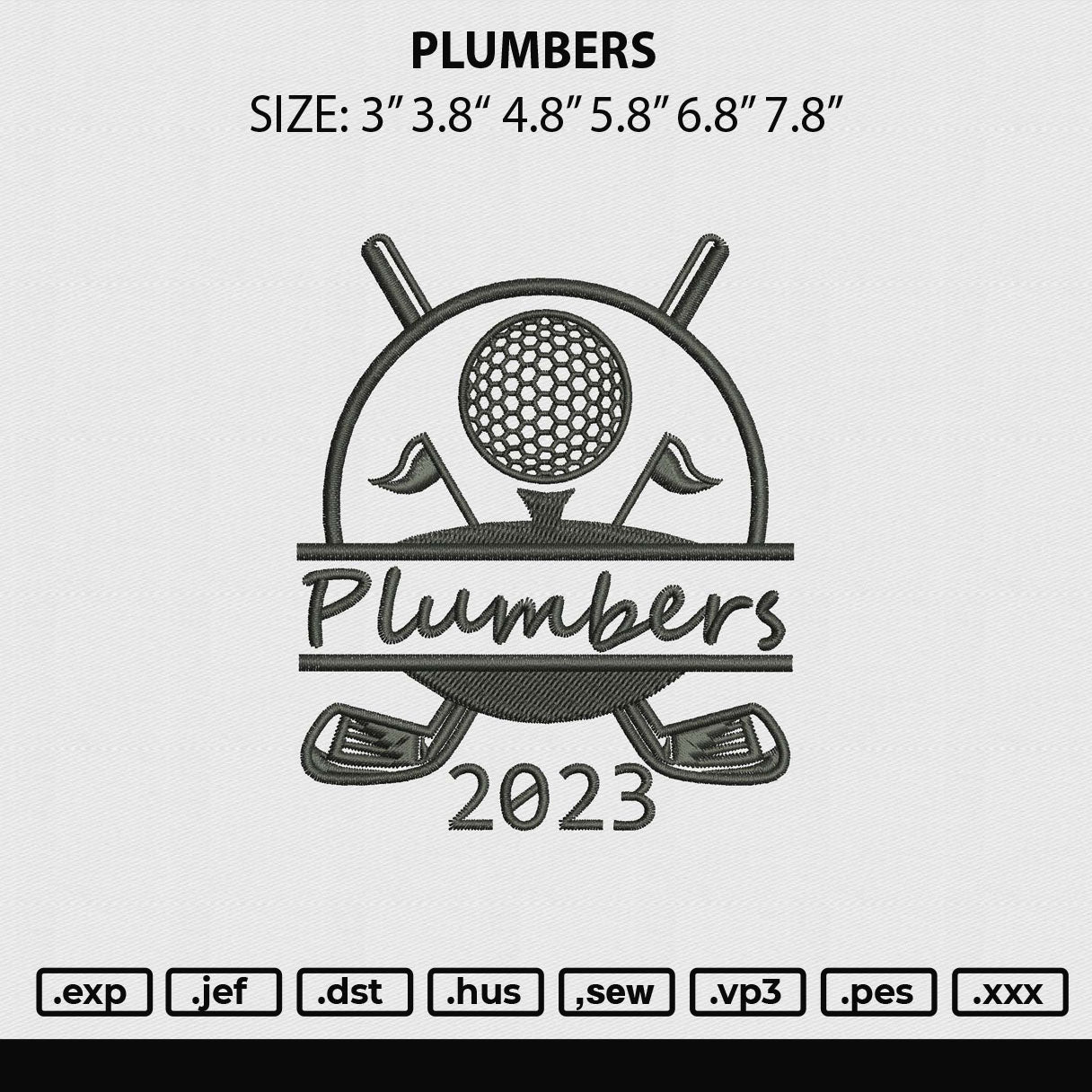 Plumbers Embroidery File 6 sizes
