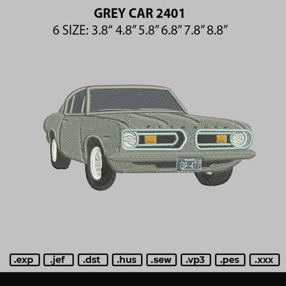 Grey Car 2401 Embroidery File 6 sizes