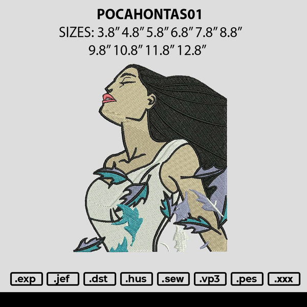 Pocahontas 01 Embroidery File 6 sizes
