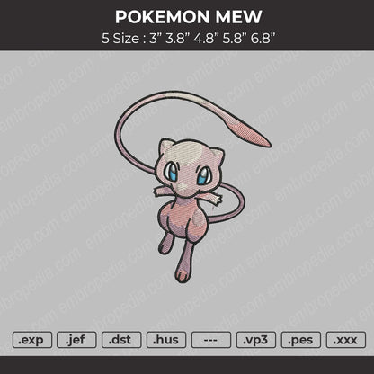 Pokemon Mew Embroidery File 4 size