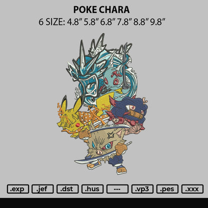 Poke Chara Embroidery File 6 sizes